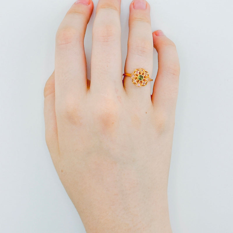 Bague vermeil Adria -Tourmaline verte -Tourmaline rose