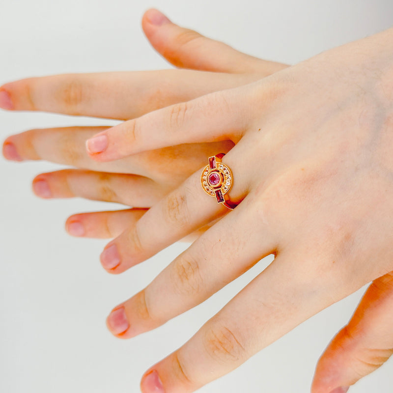 Bague vermeil Palinuro -Tourmaline rose medium -Tourmaline rose light