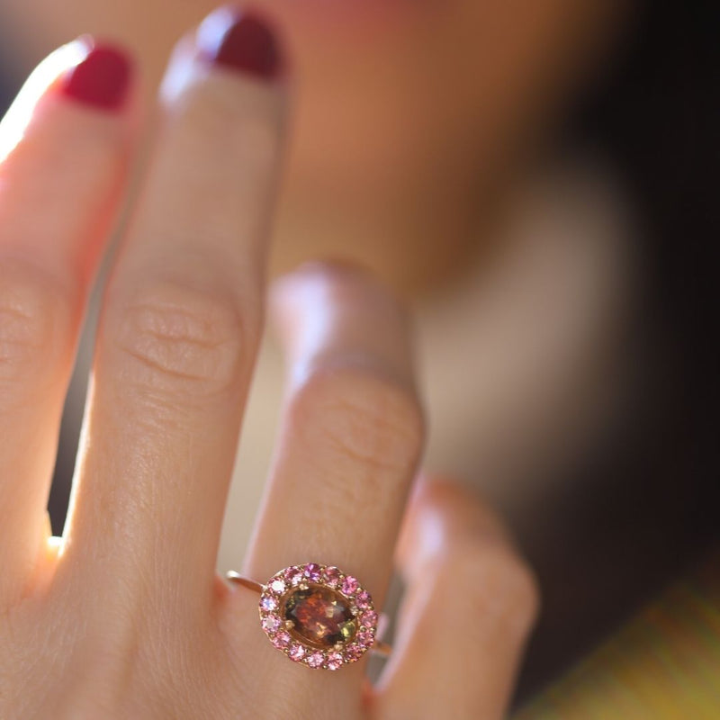 Bague vermeil Rosa -Tourmaline melon d'eau -Tourmaline rose