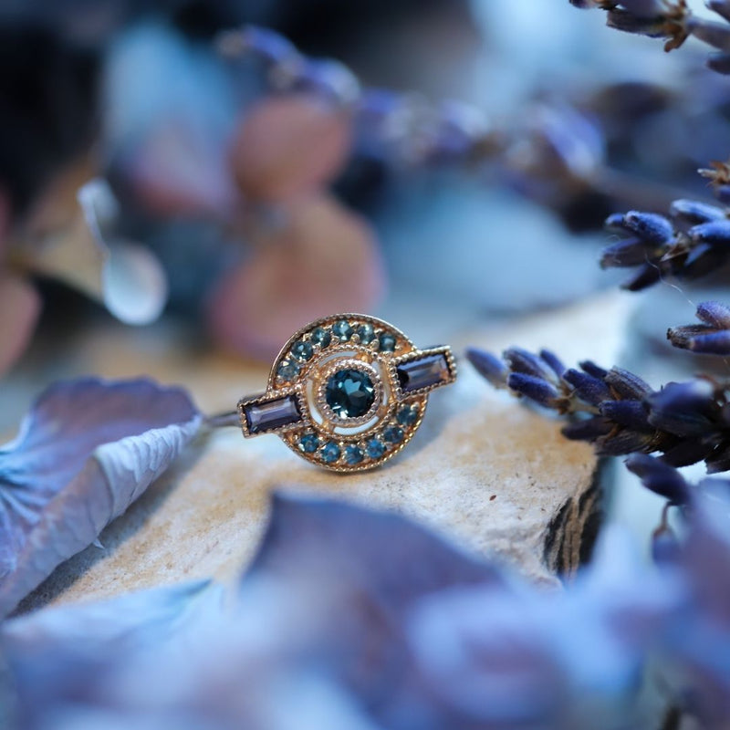 Bague vermeil Palinuro -London blue topaze -Iolite