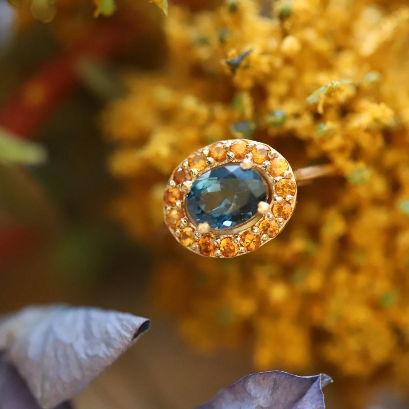 Bague vermeil Rosa -London blue topaze -Citrine