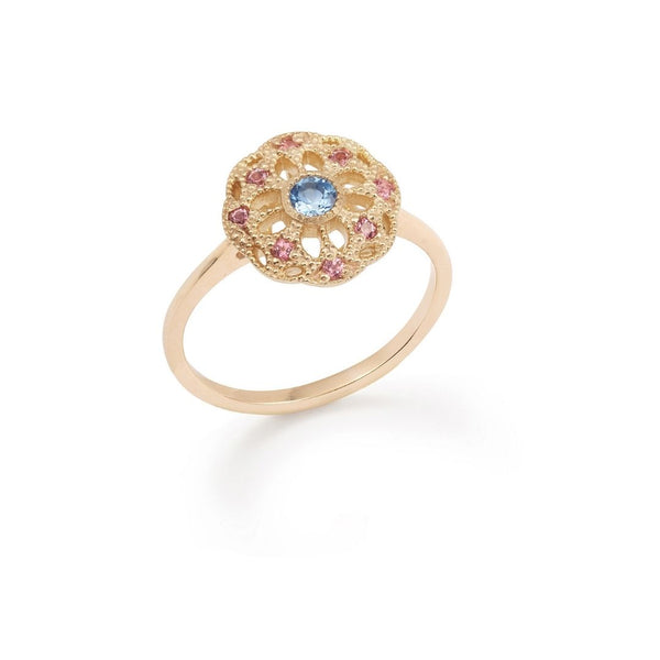 Bague vermeil Adria Topaze Swiss blue - Tourmaline rose